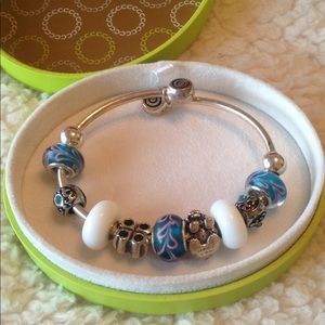 Chamilia Silver  Blue Charm Bracelet